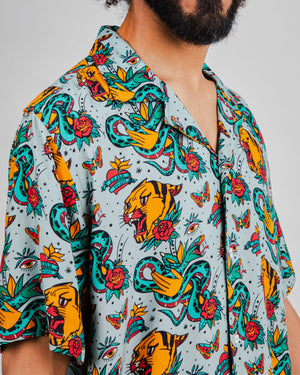Old School Tattoo Aloha Shirt Mist