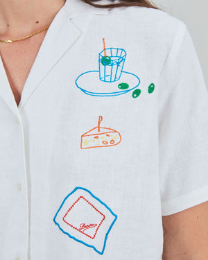 Chiringuito embroidery Aloha Blouse White