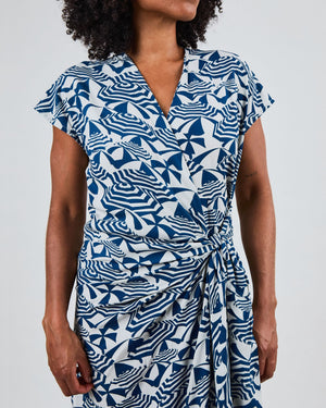 Sombrilla Kimono Dress Blue
