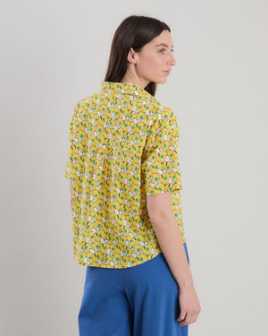 Peanuts Donuts Oversize Cropped Blouse Yellow