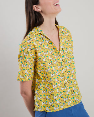 Peanuts Donuts Oversize Cropped Blouse Yellow