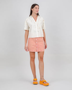 Beach Please Cropped Blouse Ecru