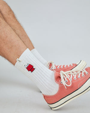 Peanuts Doghouse Socks White