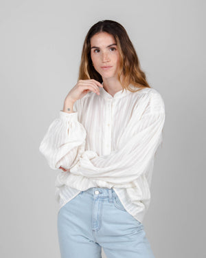 Polka Dot Boho Blouse White