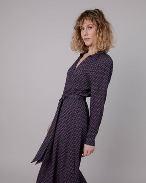 Lips Long Vneck Dress Prune