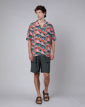 Seersucker Cargo Shorts Deep Jungle
