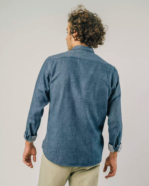 Two Tones Flannel Shirt Navy