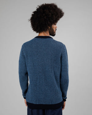 Contrast Wool Cashmere Sweater Navy