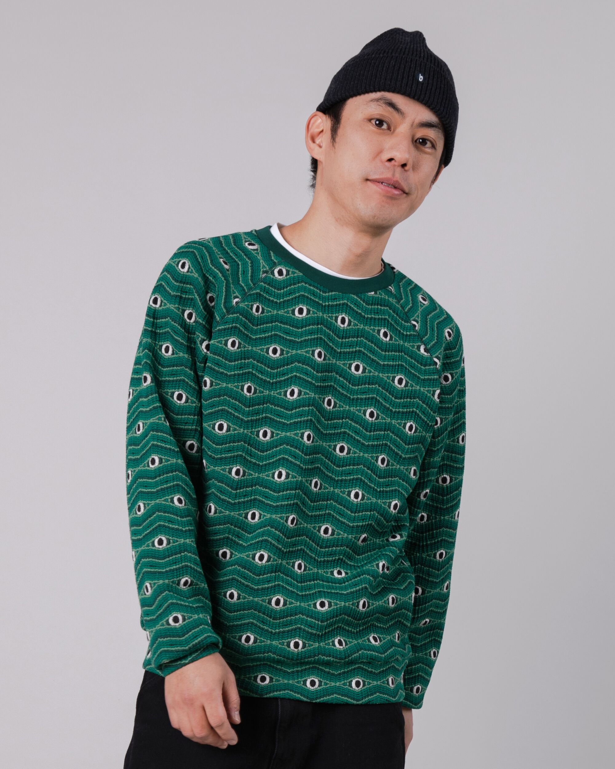 Eyes Jacquard Sweatshirt Green