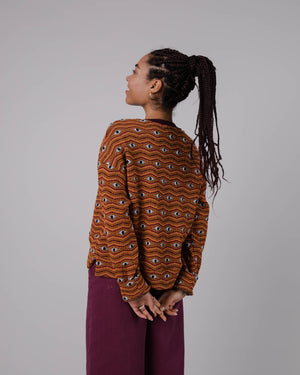 Eyes Jacquard Rounded Sweatshirt Orange