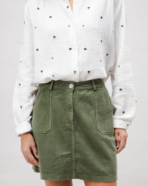 Corduroy Short Skirt Stone Green