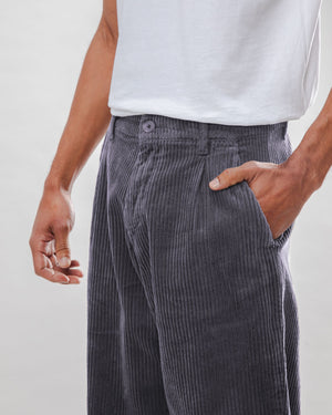 Corduroy Pleated Chino Pants Dark Grey