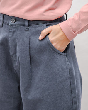 Pegged Cotton Twill Pants Dark Grey