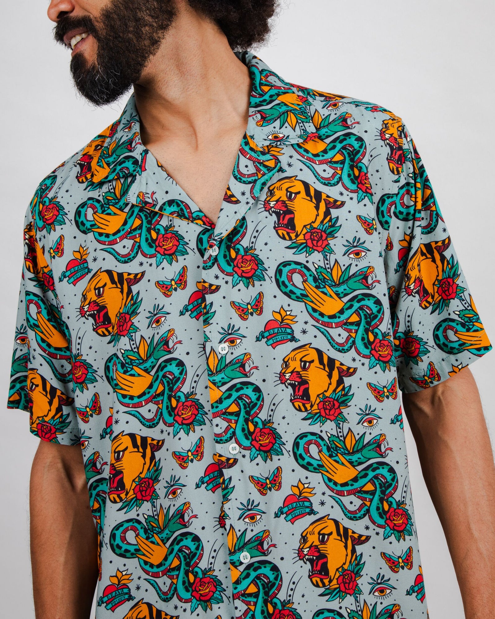 Old School Tattoo Aloha Shirt Mist