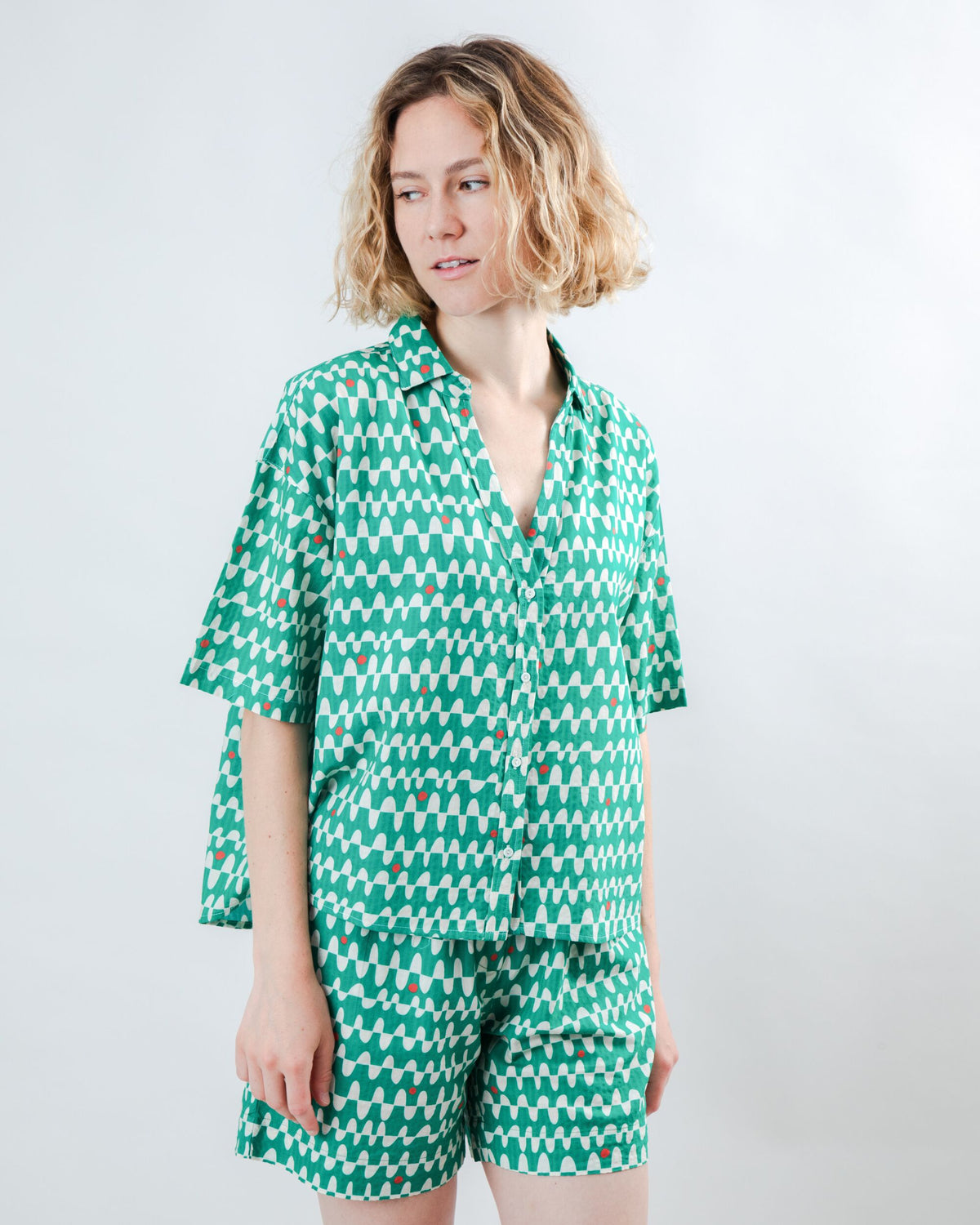 Sunset Cropped Blouse Green