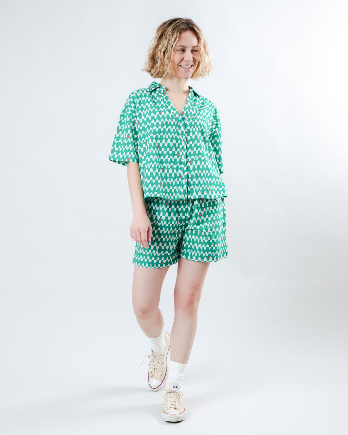 Sunset Cropped Blouse Green