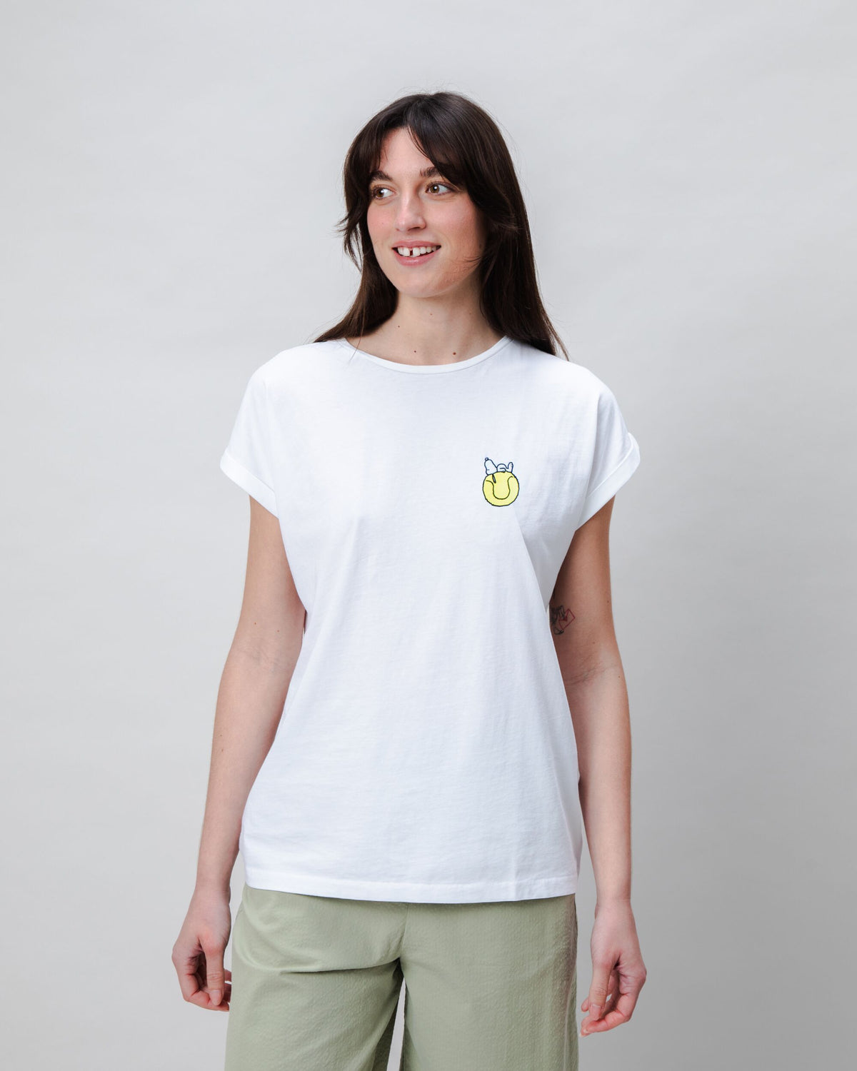 Peanuts Tennis Double Fault Snoopy Scoop Tee White