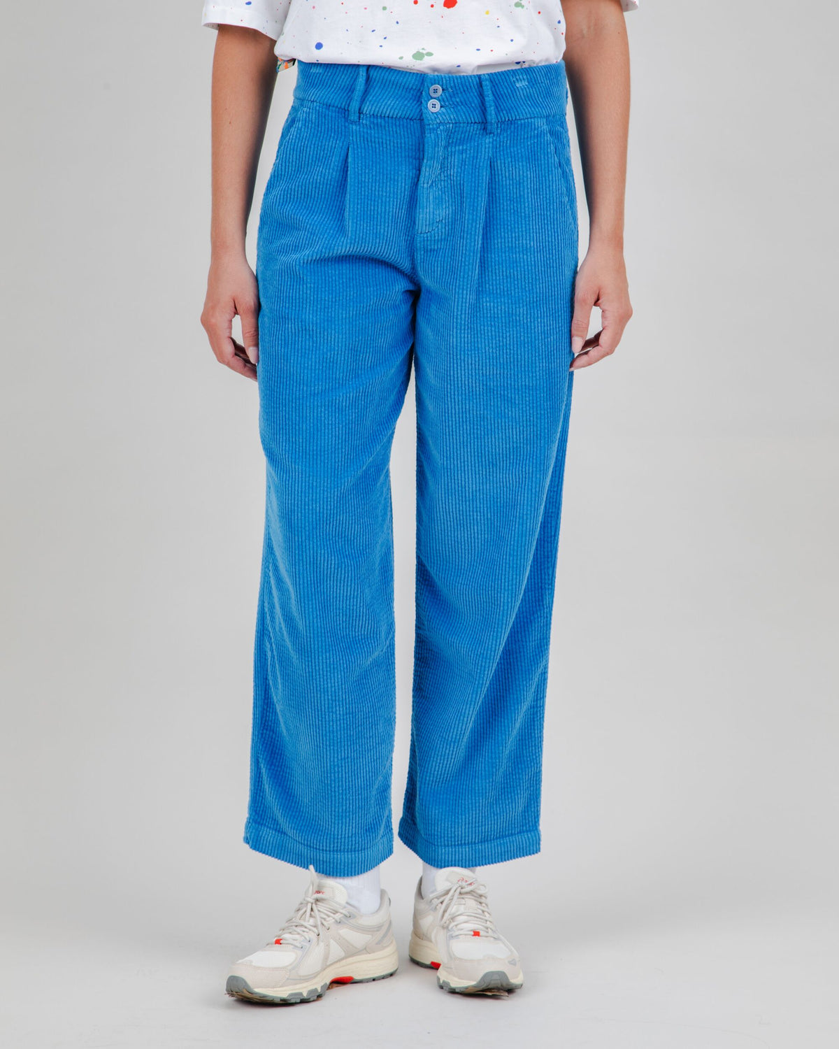 Corduroy Pleated Pants Blue
