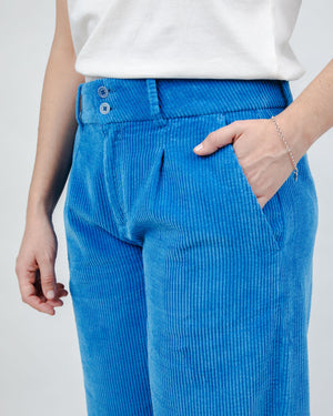 Corduroy Pleated Pants Blue