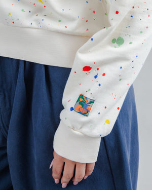 Splash Paint Rounded Sweatshirt Ecru