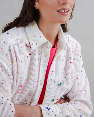 Splash Paint Corduroy Long Overshirt