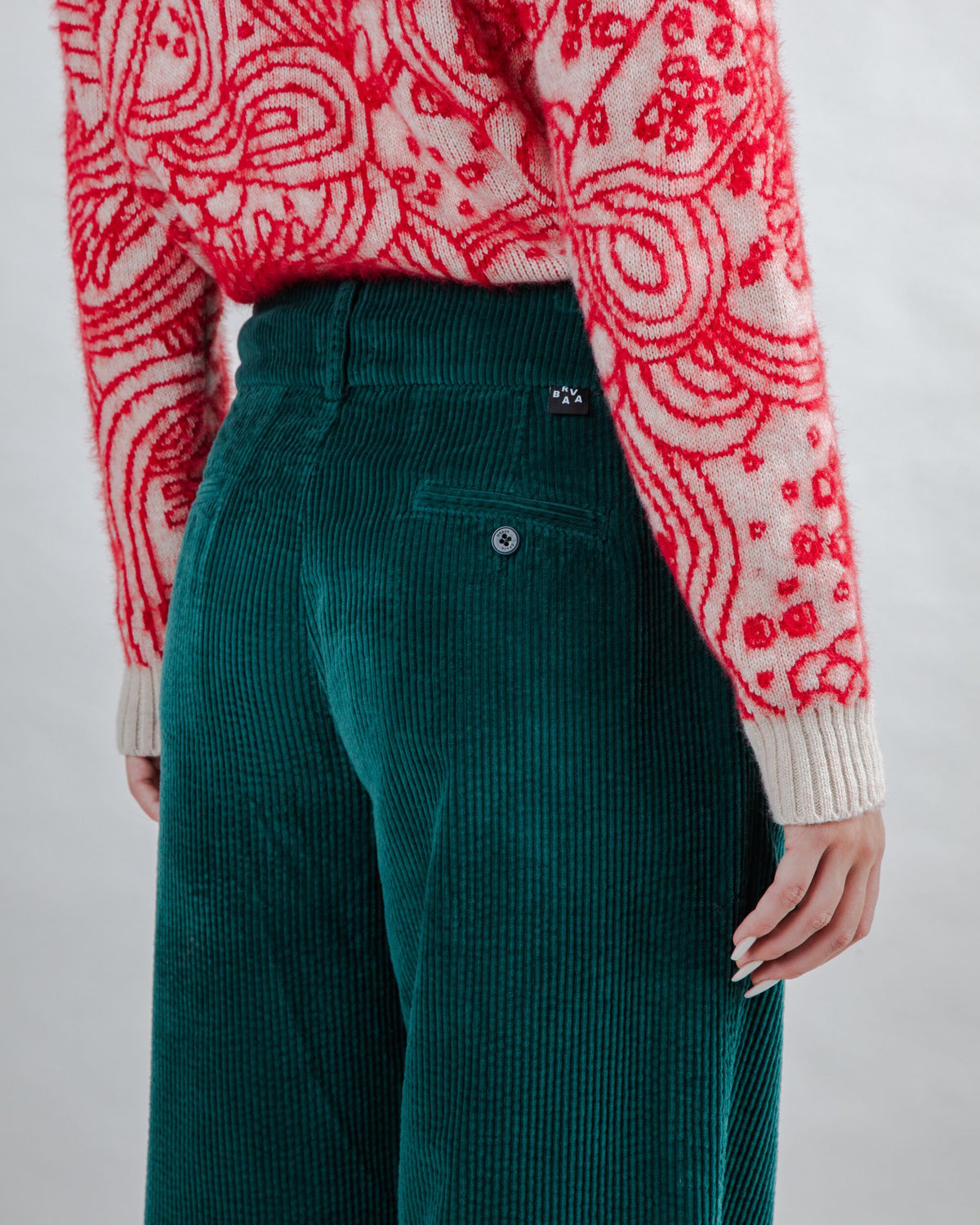 Corduroy Pleated Pants Dark Green