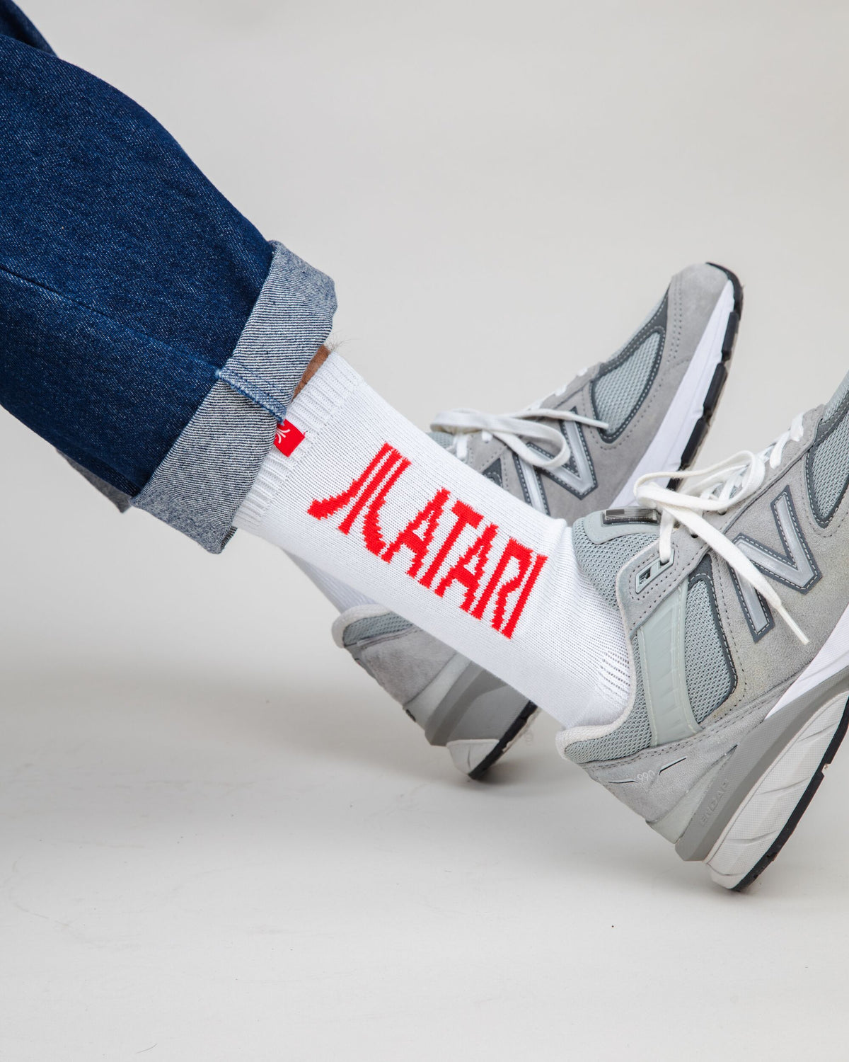 Atari Logo Ribbed Socks White
