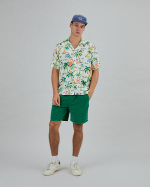 Tropical Pixel Aloha Shirt Ecru
