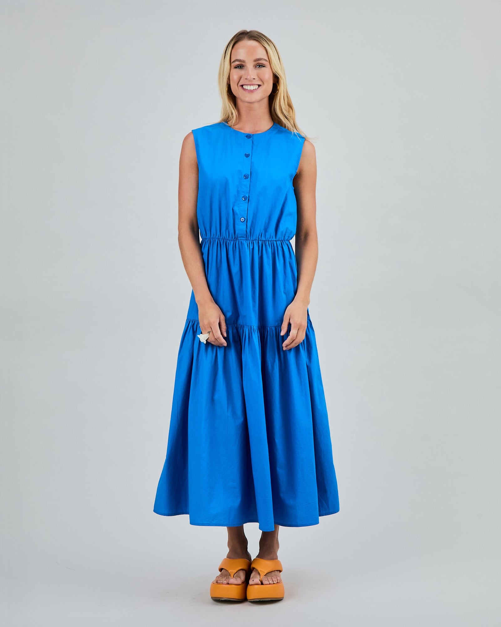 Sleeveless Shirt Dress Blue