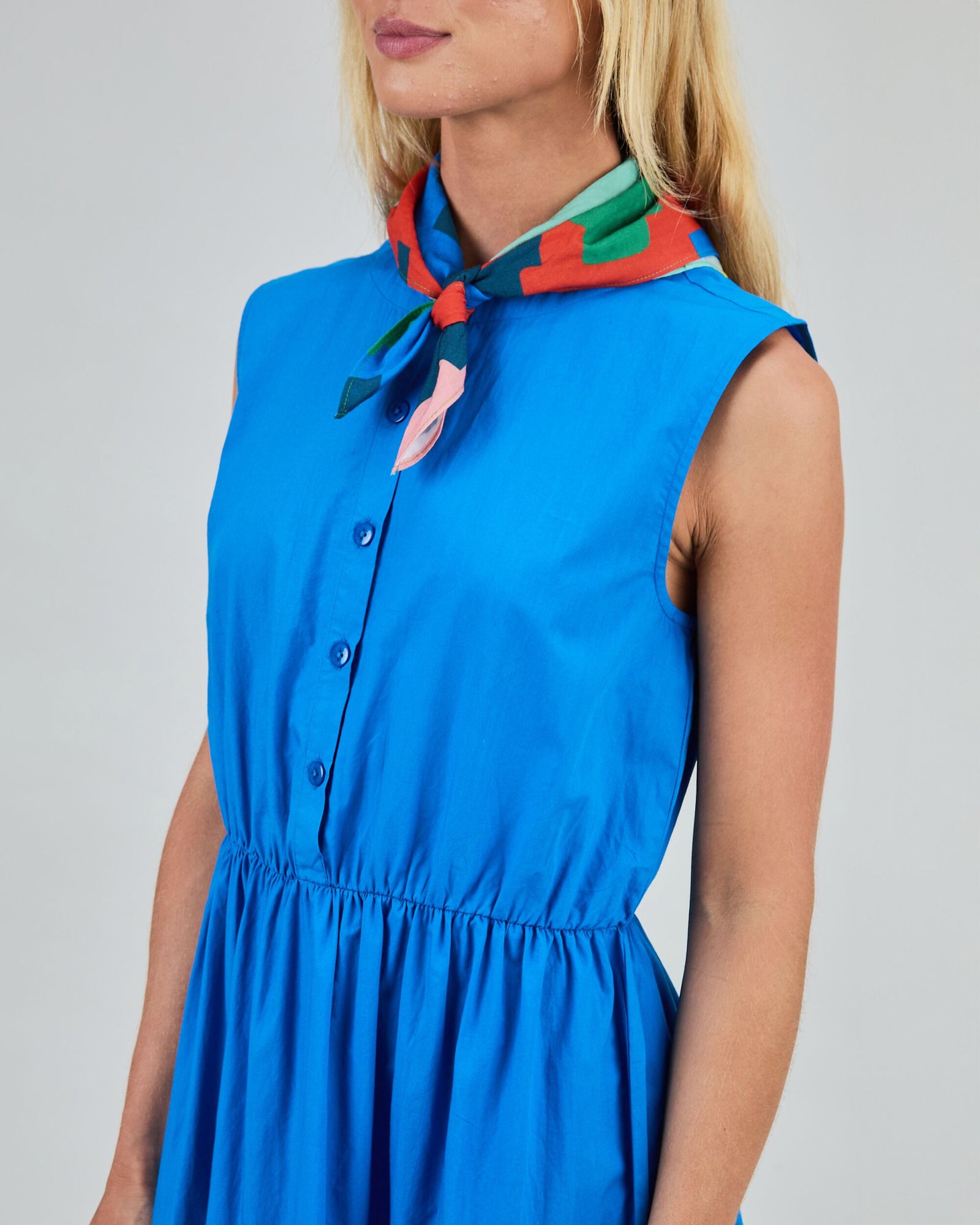 Sleeveless Shirt Dress Blue