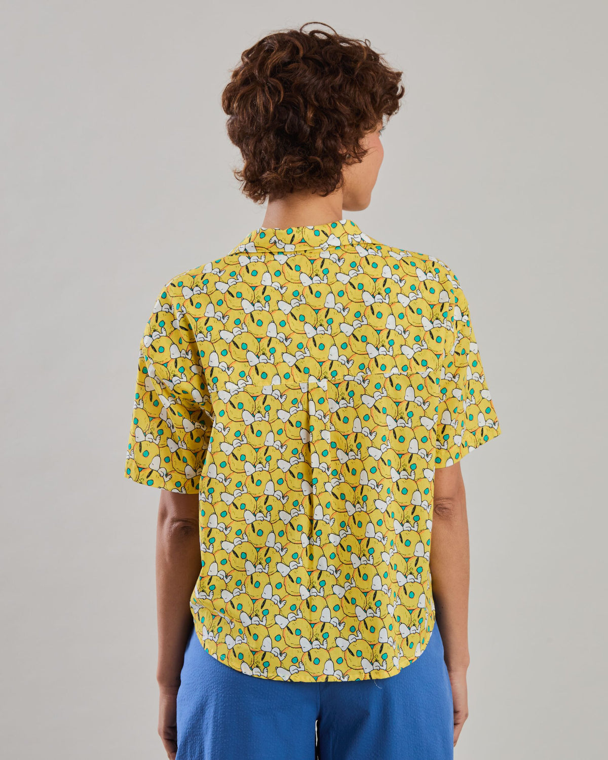 Peanuts Donuts Oversize Cropped Blouse Yellow