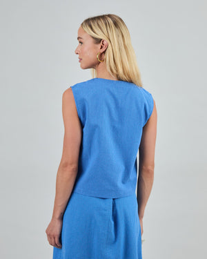 Checks Button Up Blouse Blue