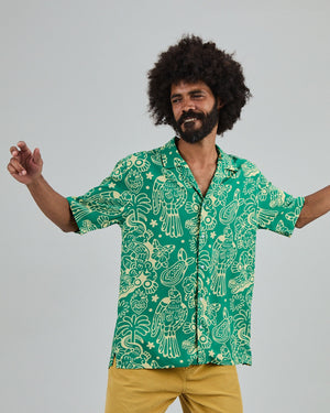 Asis Percales Crocodylus Aloha Shirt Green