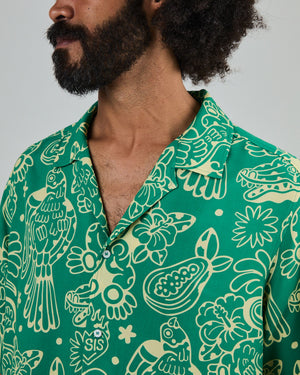 Asis Percales Crocodylus Aloha Shirt Green