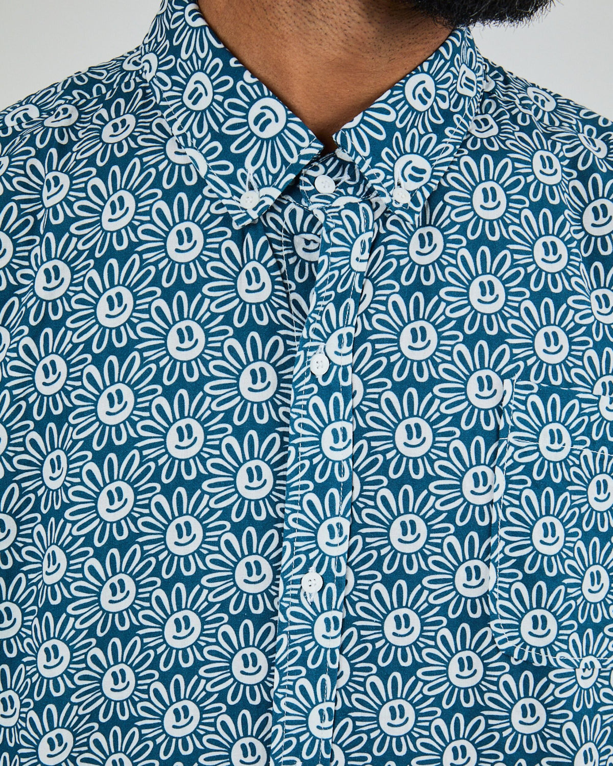 Asis Percales Daisy Boxy Shirt Blue