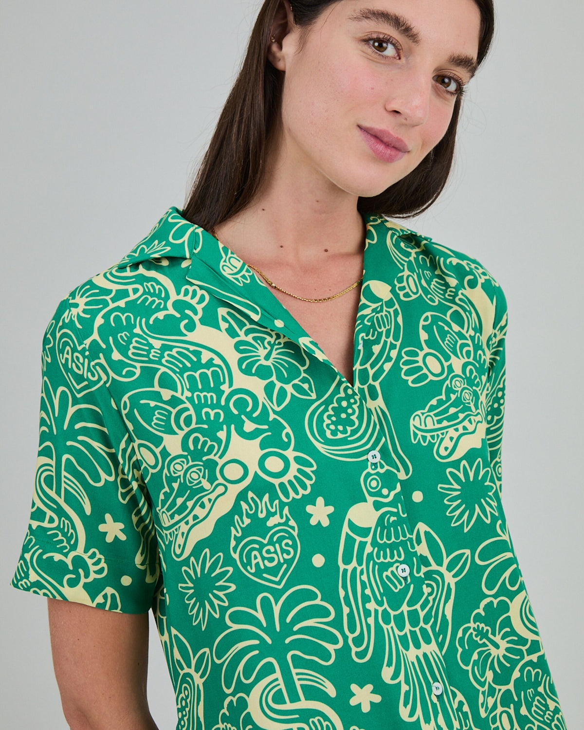 Asis Percales Crocodylus Long Dress Green