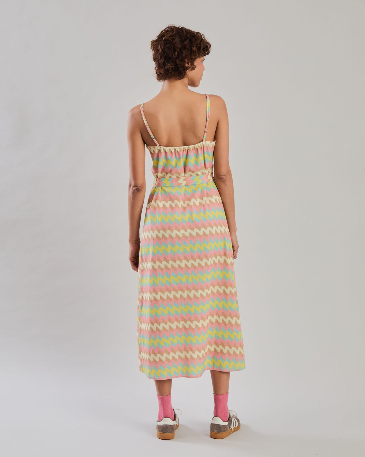 Pastel Wavy Stripes Strap Dress
