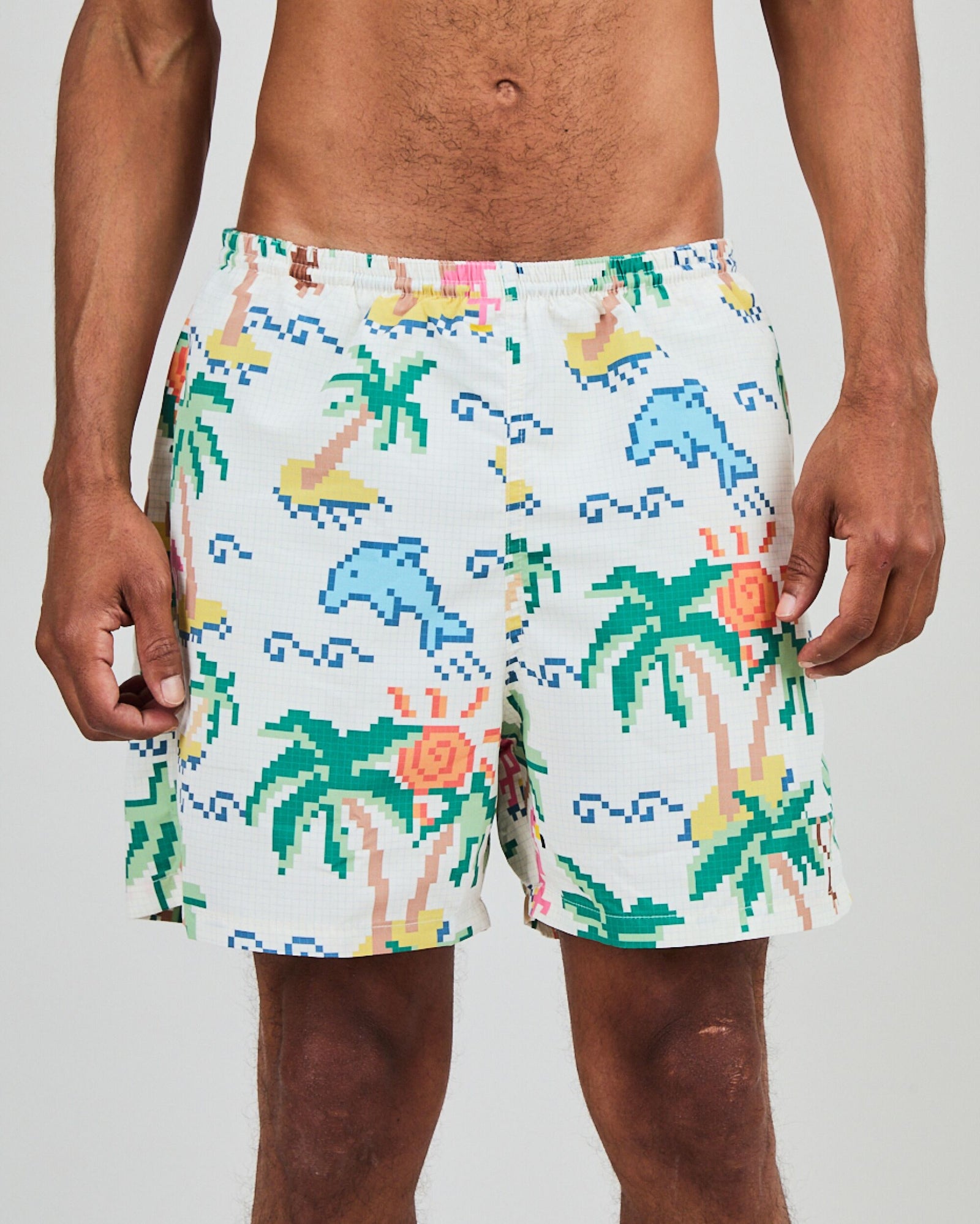 Tropical Pixel Swimwear Ecru