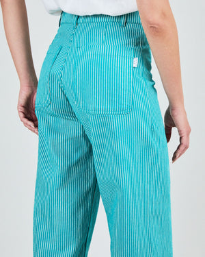 Denim Stripes Straight Leg Pants Green