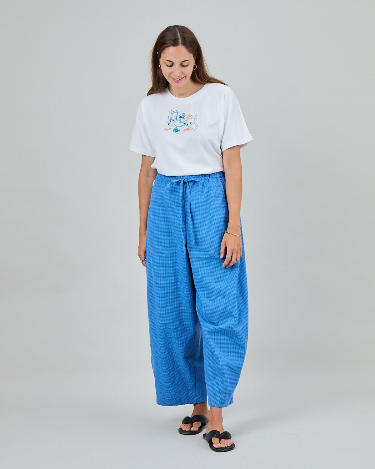 Checks Balloon Pants Blue