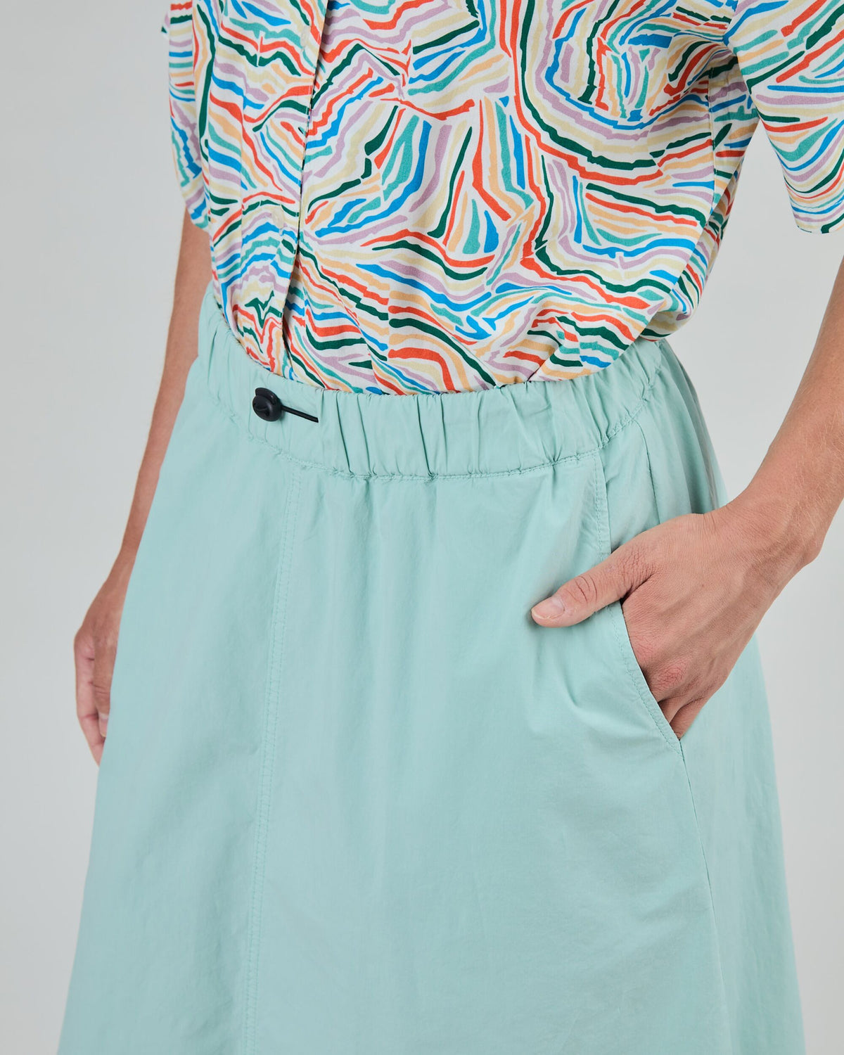 Elastic Comfy Midi Skirt Light Green