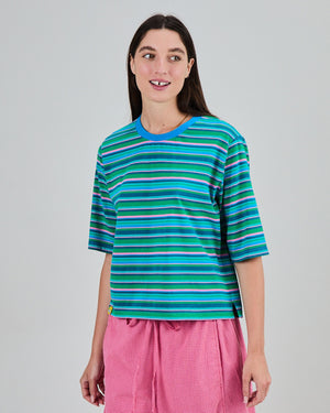 Stripes Boxy Tee Blue