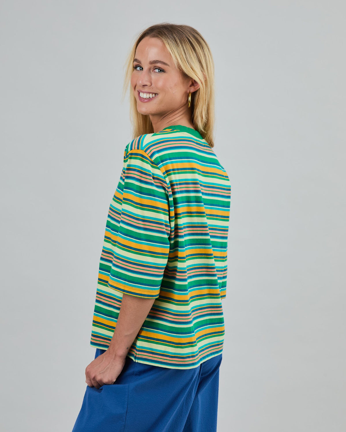 Stripes Boxy Tee Green