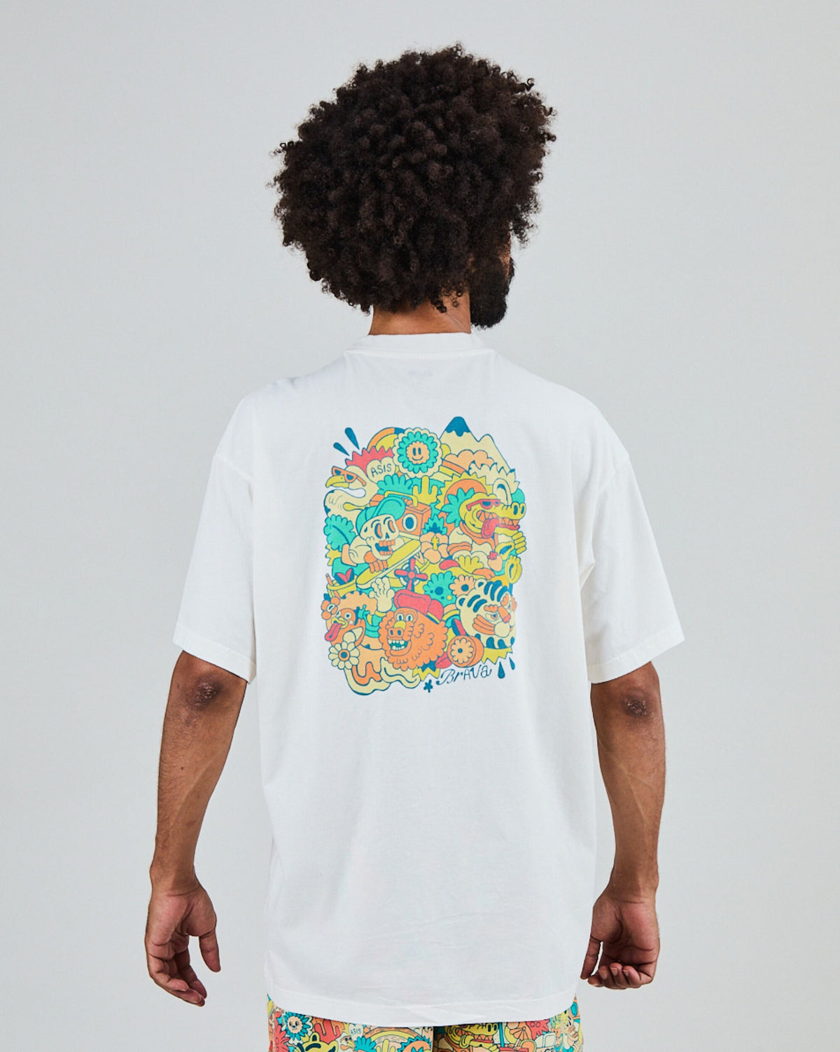 Asis Percales Party Animal Oversize T-Shirt White