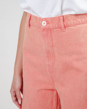 Washed Denim Straight Leg Pants Pink