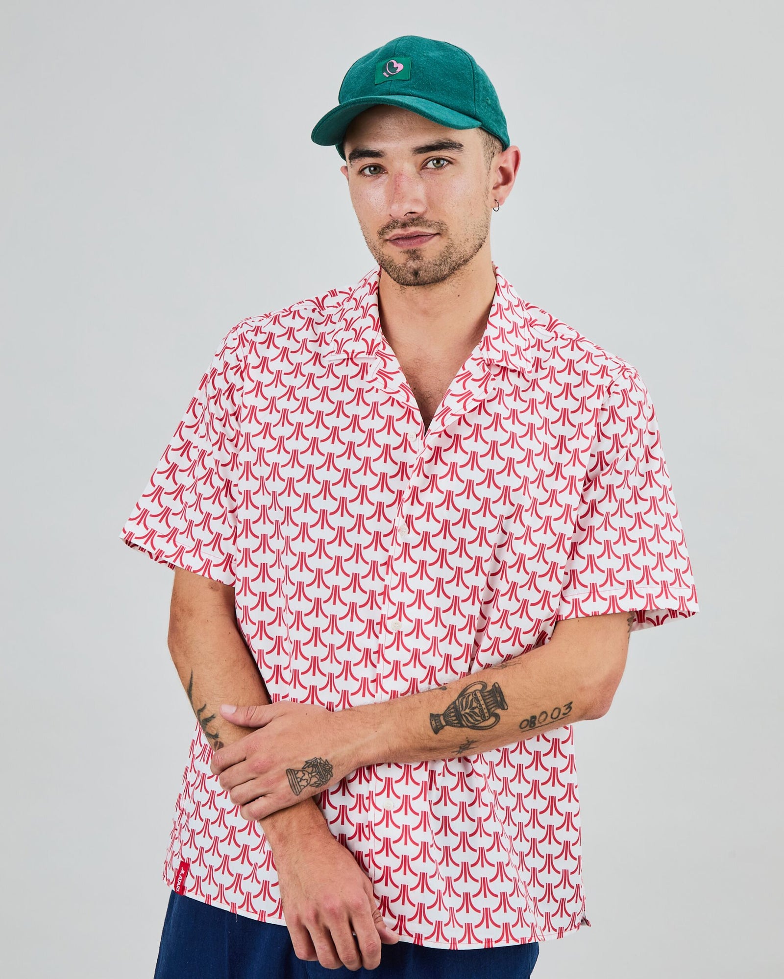 Atari Monogram Aloha Shirt Red