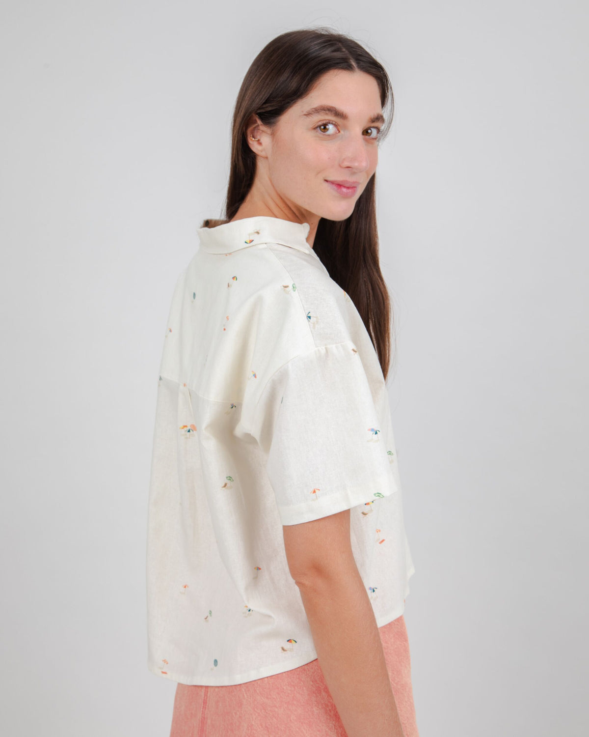 Beach Please Cropped Blouse Ecru