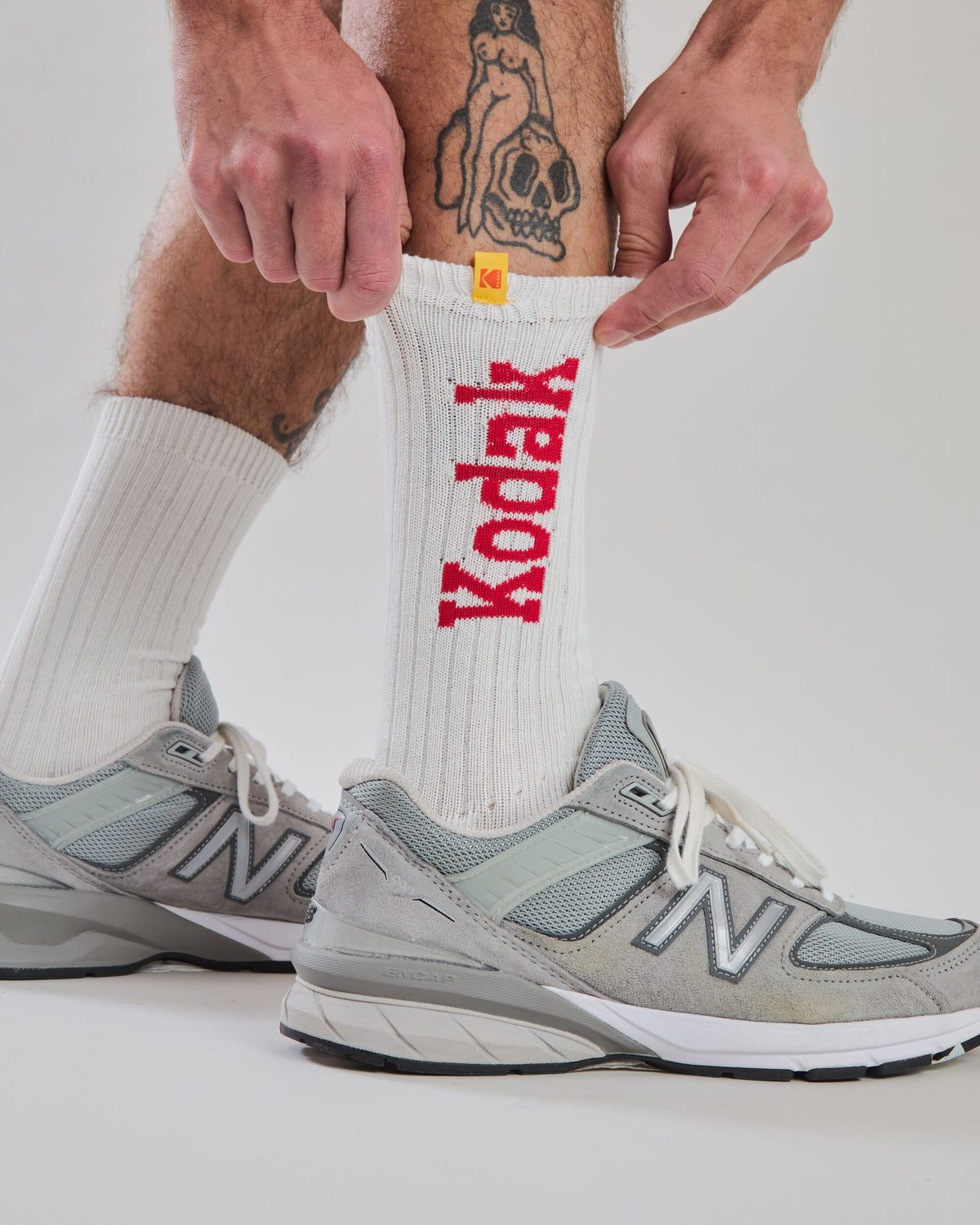 Kodak Jacquard Ribbed Socks Ecru