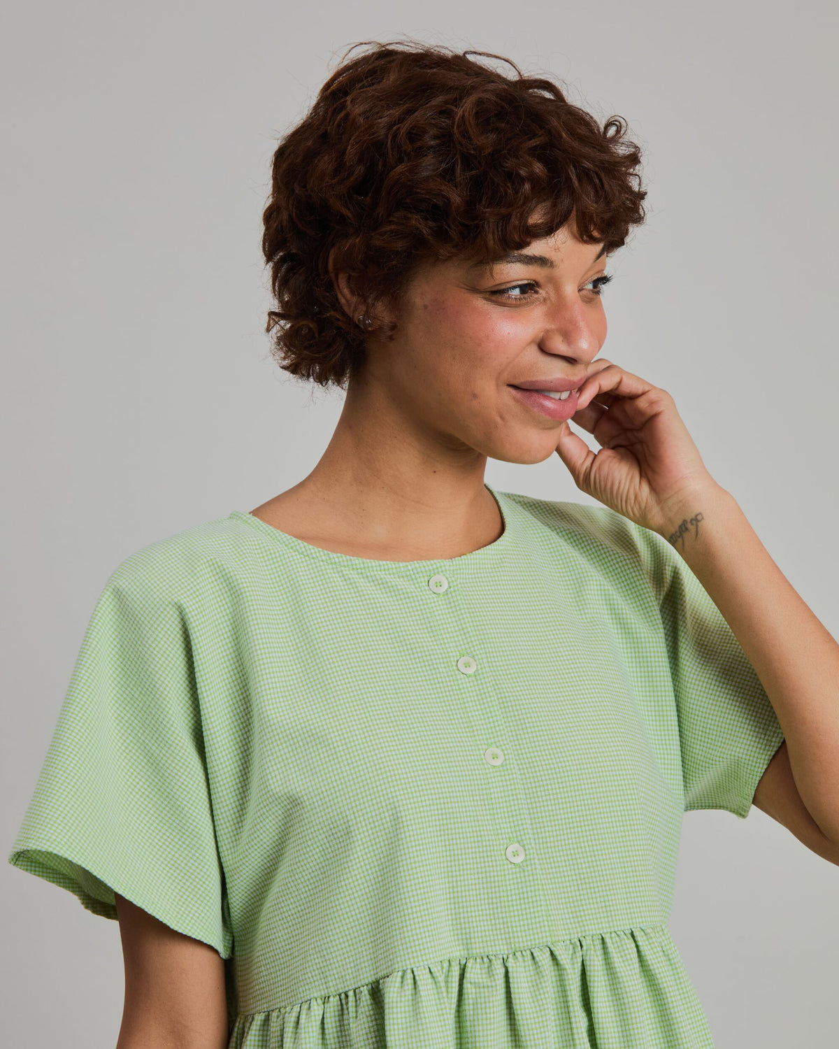 Checks Oversize Shorts Dress Green