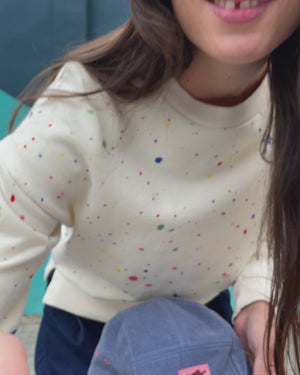 Splash Paint Rundhals-Sweatshirt Ecru